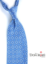 ALVISE Skyblue Satin Printed Silk 3 fold Necktie